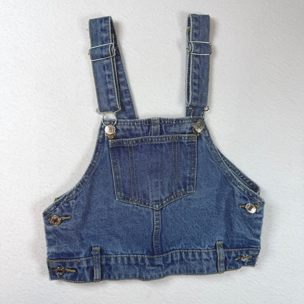 Edikted Womens Denim Overall Crop Top Trendy Medium Wash Blue Y2K Streetwear XS